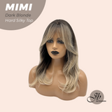 JBEXTENSION 16 Inches Scalpiana 3.5X4 Hard Silky Top Natural Scalp Effect Dark Blonde Body Wave Wig With Bangs Wig MIMI SILK TOP DARK BLONDE
