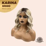 JBEXTENSION KARINA MONO Full Monofilament Handmade Full Lace Full Hand Tied Wig 14 Inches Blonde Mono Lace Handmade Futura Fiber Wig Glueless Wig KARINA MONO【BENDY EAR TABS】