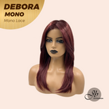 JBEXTENSION DEBORA MONO Monofilament Handmade Wig 6X5 Full Monofilament Hand Tied Top Wig 20 Inches Dark Red Mono Lace Wig With Anti-slip Silicone Strips Glueless Wig DEBORA MONO【BENDY EAR TABS】
