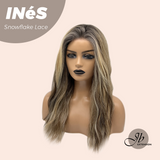 JBEXTENSION 22 Inches Mix Blonde Pre-Cut Snowflake Lace Frontlace Glueless Wig INéS SNOWFLAKE【PERMATEASE】【BENDY EAR TABS】- M/L