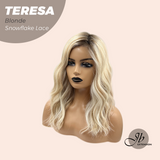 JBEXTENSION 18 Inches Mix Blonde Pre-Cut Snowflake Lace Frontlace Glueless Wig TERESA BLONDE【PERMATEASE】【BENDY EAR TABS】