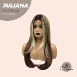 JBEXTENSION 26 Inches Wolf Cut Brown With Highlight Frontlace Glueless Wig JULIANA DARK BROWN