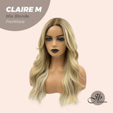 JBEXTENSION Peluca de encaje frontal precortada rubia mezcla de ondas corporales de 22 pulgadas CLAIRE M BLONDE