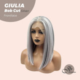 JBEXTENSION Peluca Bob Cut Mix Silver Frontlace de 14 pulgadas GIULIA BOB SILVER (PARTE LIBRE)