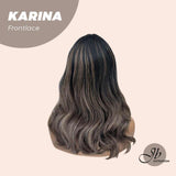 JBEXTENSION 18 Inches Body Wave Black With Blonde Highlight Side Part Frontlace Wig KARINA