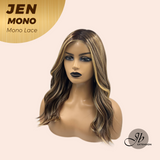 HOT OF SEASON -JBEXTENSION JEN MONO Monofilament Handmade Wig 6X5 Full Monofilament Hand Tied Top Wig 18 Inches Hazelnut Blonde Highlight Mono Lace Wig With Anti-slip Silicone Strips Glueless Wig JEN MONO【BENDY EAR TABS】