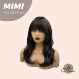 JBEXTENSION 18 Inches Midnight Brown( Black/Brown) Body Wave With Full Bangs Wig MIMI MIDNIGHT BROWN