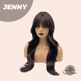 JBEXTENSION 25 Inches Midnight Brown( Black/Brown) Curly Wig with Bangs JENNY