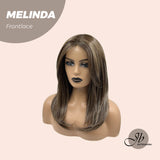Nichole's Selection - 18 Inches Brown With Highlight Pre-Cut Frontlace Glueless Side Part Wig MELINDA