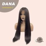 JBEXTENSION GENERATION FIVE 28 Inches Long Tea Black Darkest Brown Straight Wig With Bangs DANA
