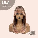 JBEXTENSION 20 Inches Scalpiana Apricot Wolf Cut 3.5X4 Hard Silky Top Natural Scalp Effect Wig With Bangs LILA APRICOT