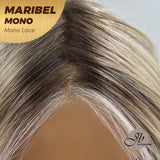 JBEXTENSION MARIBEL MONO Monofilament Handmade Wig 6X5 Full Monofilament Hand Tied Top Wig 16 Inches Blonde With Dark Root Wave Mono Lace Wig With Anti-slip Silicone Strips Glueless Wig Maribel Mono【BENDY EAR TABS】