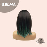 JBEXTENSION 14 Inches Ombre Green Wig With Bangs SELMA