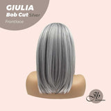JBEXTENSION Peluca Bob Cut Mix Silver Frontlace de 14 pulgadas GIULIA BOB SILVER (PARTE LIBRE)