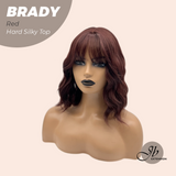 JBEXTENSION 12 Inches Scalpiana Wave Red 3.5X4 Hard Silky Top Natural Scalp Effect Wig with Bang BRADY RED