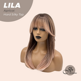 JBEXTENSION 20 Inches Scalpiana Apricot Wolf Cut 3.5X4 Hard Silky Top Natural Scalp Effect Wig With Bangs LILA APRICOT
