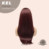 JBEXTENSION 22 Inches Dark Red Pre-Cut Snowflake Lace Frontlace Glueless Wig KEL DARK RED【PERMATEASE】【BENDY EAR TABS】