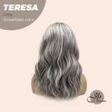 JBEXTENSION 18 Inches Grey Pre-Cut Snowflake Lace Frontlace Glueless Wig TERESA GREY【PERMATEASE】【BENDY EAR TABS】