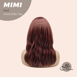 JBEXTENSION 16 Inches Scalpiana 3.5X4 Hard Silky Top Natural Scalp Effect Red Body Wave Wig With Bangs Wig MIMI SILK TOP RED