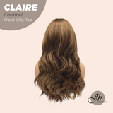 JBEXTENSION 22 Inches Scalpiana Caramel 3.5X4 Hard Silky Top Natural Scalp Effect Women Wig With Bangs CLAIRE SILKY TOP CARAMEL