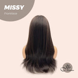 JBEXTENSION 24 Inches Curly Tea Black Darkest Brown Pre-Cut Frontlace Glueless Wig MISSY