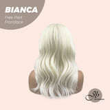 JBEXTENSION 16 Inches Platinum Blonde Wave Free Part Pre-Cut Frontlace Glueless Wig BIANCA
