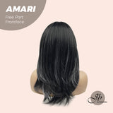 Get this look with our 18 Inches Black With White Highlight Pre-Cut Free Part Frontlae Wig AMARI