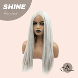 Silvia Highly Recommended SHINE - 25 Inches White Grey With Shine Highlight Straight Pre-Cut Frontlace wig