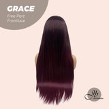 JBEXTENSION 30 Inches Dark Red Extra Long Straight Lace Front Wig.Pre Plucked 6*14 HD Transparent Lace Frontal Glueless Wig GRACE