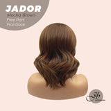 JBEXTENSION 10 Inches Mocha Brown Curly Lace Front Wig.Pre Plucked 13*3 HD Transparent Lace Frontal Handmade Futura Fiber Swiss Lace Synthetic Fiber Glueless Wig JADOR MOCHA BROWN