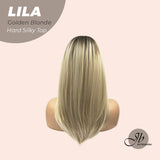 JBEXTENSION 20 Inches Scalpiana Blonde with Dark Root Wolf Cut 3.5X4 Hard Silky Top Natural Scalp Effect Wig With Bangs LILA GOLDEN BLONDE