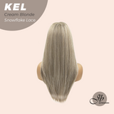 JBEXTENSION 22 Inches Cream Blonde Pre-Cut Snowflake Lace Frontlace Glueless Wig KEL CREAM BLONDE【PERMATEASE】【BENDY EAR TABS】