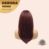 JBEXTENSION DEBORA MONO Monofilament Handmade Wig 6X5 Full Monofilament Hand Tied Top Wig 20 Inches Dark Red Mono Lace Wig With Anti-slip Silicone Strips Glueless Wig DEBORA MONO【BENDY EAR TABS】