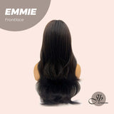 JBEXTENSION 26 Inches Curly Women Tea Black Darkest Brown Wig Pre-Cut Frontlace Glueless Wig EMMIE