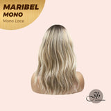 JBEXTENSION MARIBEL MONO Monofilament Handmade Wig 6X5 Full Monofilament Hand Tied Top Wig 16 Inches Blonde With Dark Root Wave Mono Lace Wig With Anti-slip Silicone Strips Glueless Wig Maribel Mono【BENDY EAR TABS】
