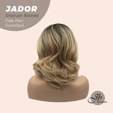 JBEXTENSION 10 Inches Shatush Dark Blonde Curly Lace Front Wig.Pre Plucked 13*4 HD Transparent Lace Frontal Handmade Futura Fiber Swiss Lace Synthetic Fiber Glueless Wig JADOR SHATUSH BLONDE