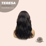 JBEXTENSION 18 Inches Dark Brown Pre-Cut Snowflake Lace Frontlace Glueless Wig TERESA【PERMATEASE】【BENDY EAR TABS】-S/M