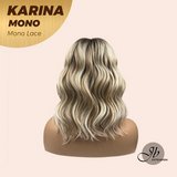 JBEXTENSION KARINA MONO Full Monofilament Handmade Full Lace Full Hand Tied Wig 14 Inches Blonde Mono Lace Handmade Futura Fiber Wig Glueless Wig KARINA MONO【BENDY EAR TABS】