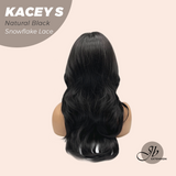 JBEXTENSION 20 Inches Natural Black Pre-Cut Snowflake Lace Frontlace Glueless Wig KACEY S NATURAL BLACK【PERMATEASE】【BENDY EAR TABS】- M/L