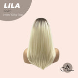 JBEXTENSION 20 Inches Scalpiana Blonde Wolf Cut 3.5X4 Hard Silky Top Natural Scalp Effect Wig With Bangs LILA GOLD