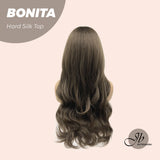 JBEXTENSION 26 Inches Scalpiana Brown Curly 3.5X4 Hard Silky Top Natural Scalp Effect Wig With Bangs BONITA