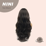 JBEXTENSION 24 Inches Tea Black Darkest Brown Body Wave Wig With Cute Bangs NINI TEA BLACK