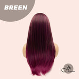 JBEXTENSION 22 Inches Nature Straight Fushia Color Wig With Bangs BREEN