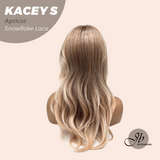 JBEXTENSION 20 Inches Apricot Pre-Cut Snowflake Lace Frontlace Glueless Wig KACEY S APRICOT【PERMATEASE】【BENDY EAR TABS】