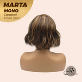 JBEXTENSION MARTA MONO CARAMEL Monofilament Handmade Wig 6X5 Full Monofilament Hand Tied Top Wig 10 Inches Caramel Mono Lace Handmade Futura Fiber Wig With Anti-slip Silicone Strips Glueless Wig MARTA MONO CARAMEL【BENDY EAR TABS】