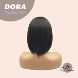 JBEXTENSION 12 Inches Bob Cut Soft Black Short Hair With Bangs Zig Zag Part Wig DORA BROWN