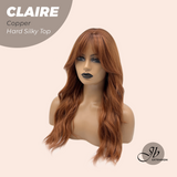 JBEXTENSION 22 Inches Scalpiana Copper 3.5X4 Hard Silky Top Natural Scalp Effect Women Wig With Bangs CLAIRE SILKY TOP COPPER
