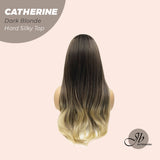 JBEXTENSION 25 Inches Scalpiana Dark Blonde 3.5X4 Hard Silky Top Natural Scalp Effect Wig With Bangs CATHERINE DARK BLONDE