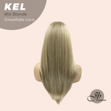 JBEXTENSION 22 Inches Mix Blonde Pre-Cut Snowflake Lace Frontlace Glueless Wig KEL MIX BLONDE【PERMATEASE】【BENDY EAR TABS】- M/L