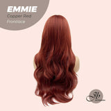 JBEXTENSION Peluca rizada de 26 pulgadas para mujer, color rojo cobrizo, peluca frontal precortada, EMMIE COPPER RED